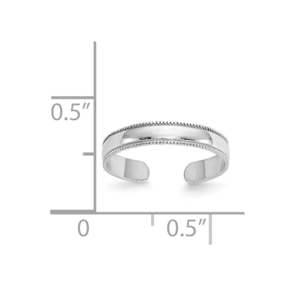 14K White Gold Milgrain Adjustable Toe Ring