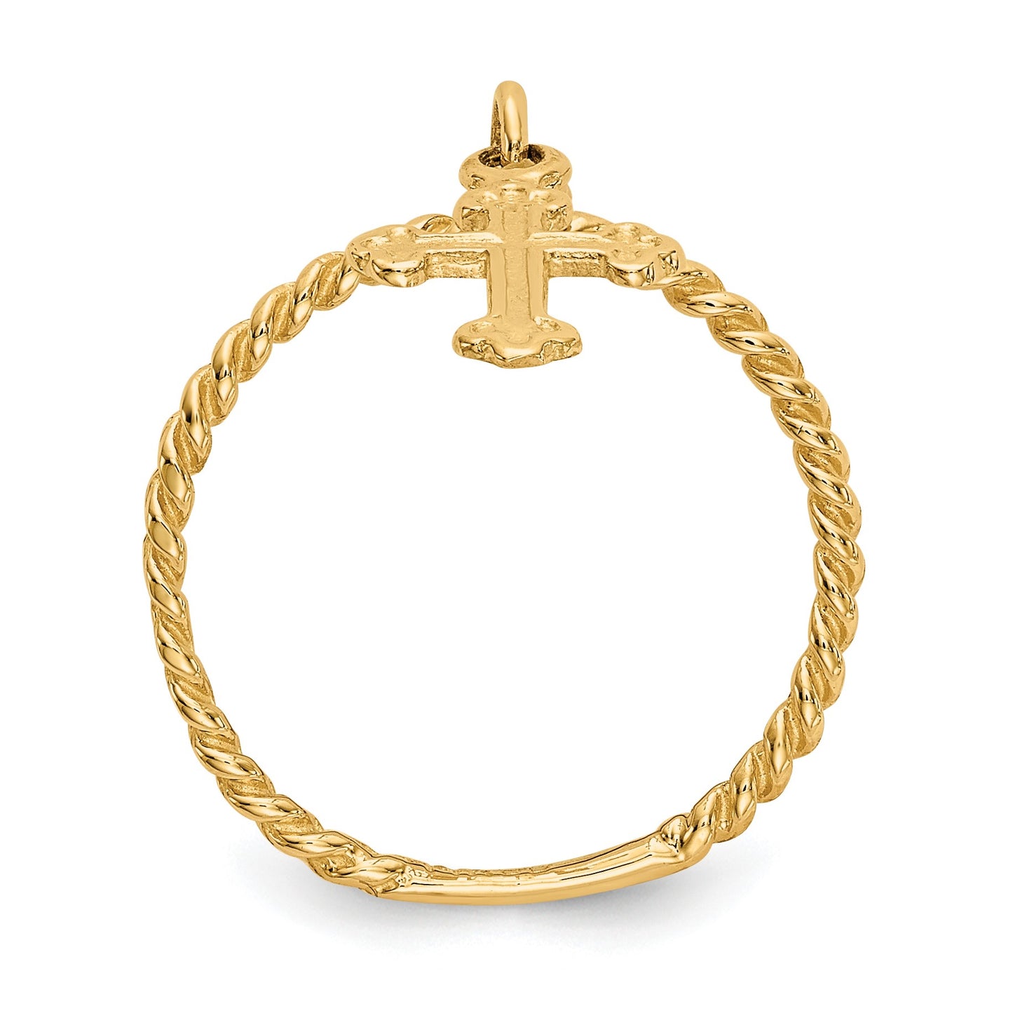 14k Cross Dangle Twisted Band Size 4 Baby / Childs Ring