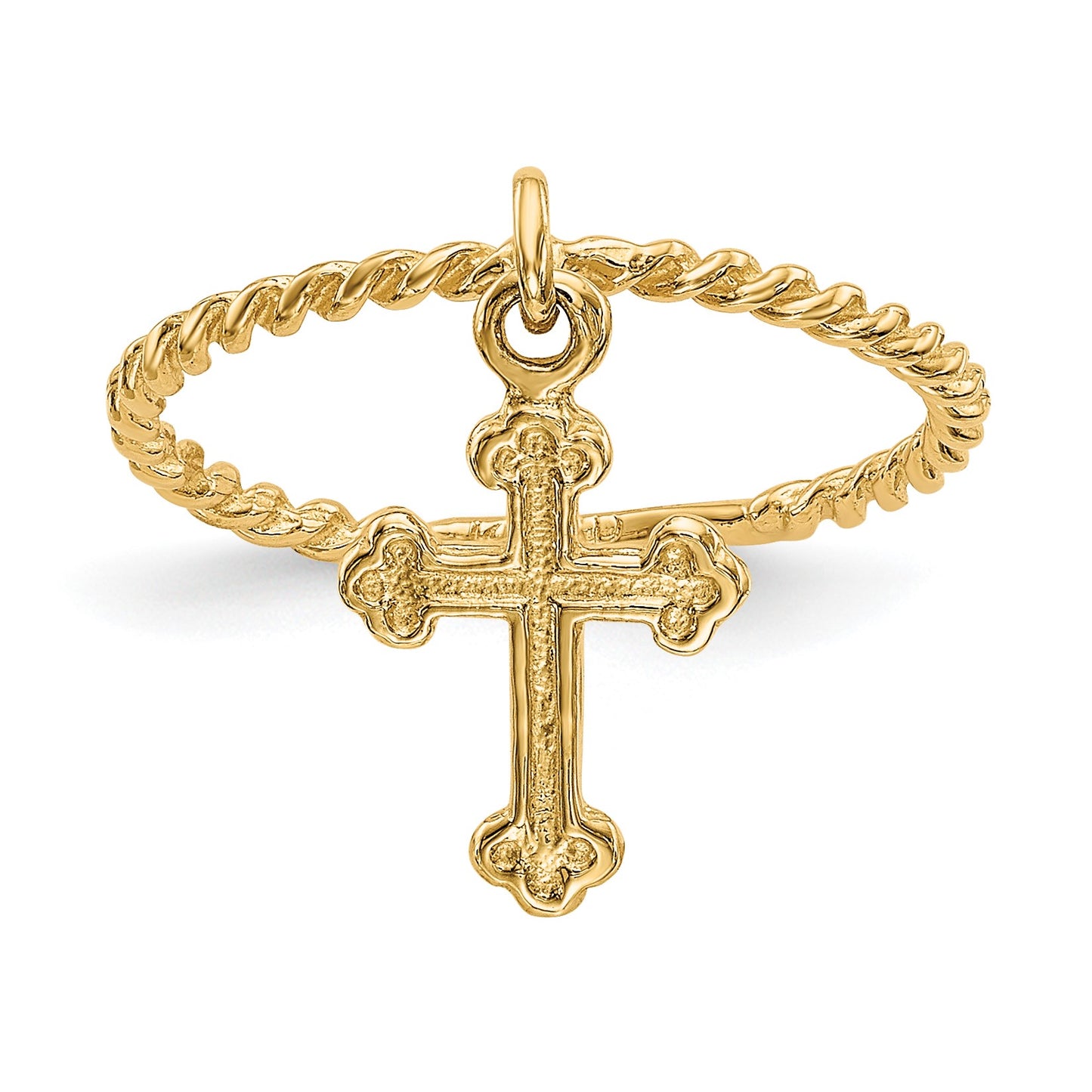 14k Cross Dangle Twisted Band Size 4 Baby / Childs Ring
