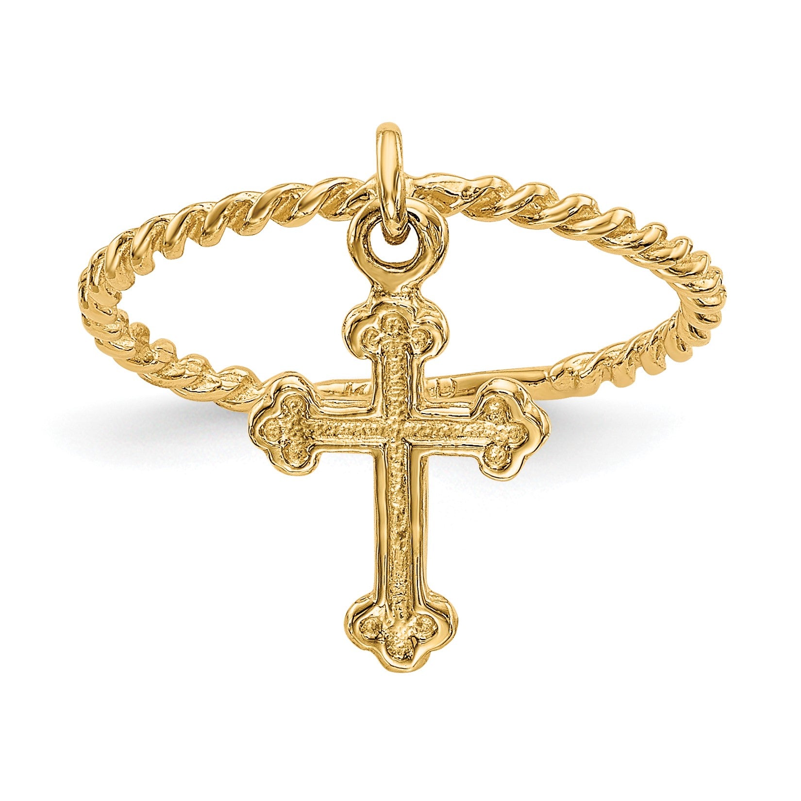14k Cross Dangle Twisted Band Size 4 Baby / Childs Ring