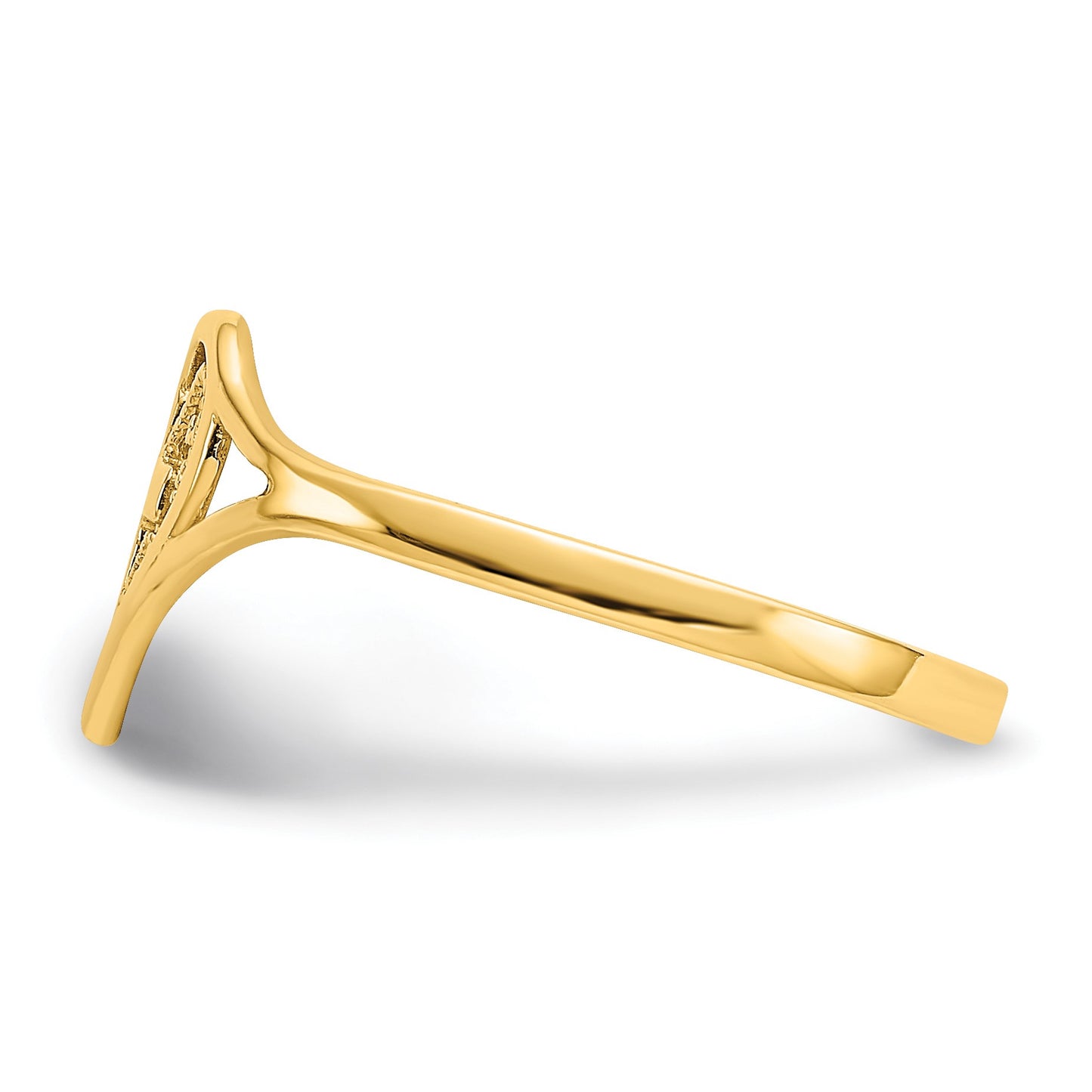 14k Polished Heart with Cross Ring