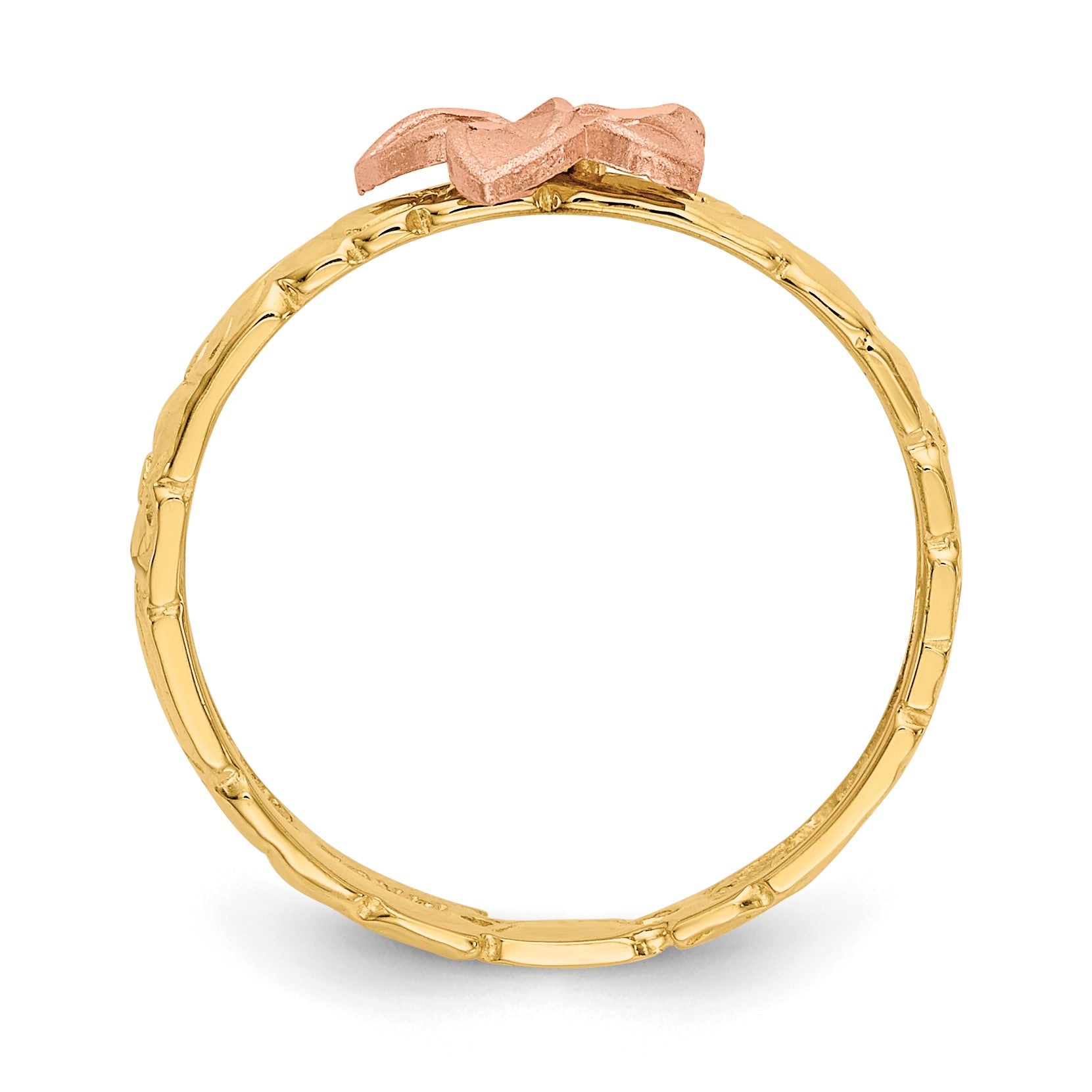 14K Two-tone Plumeria Size 3 Baby / Childs Ring