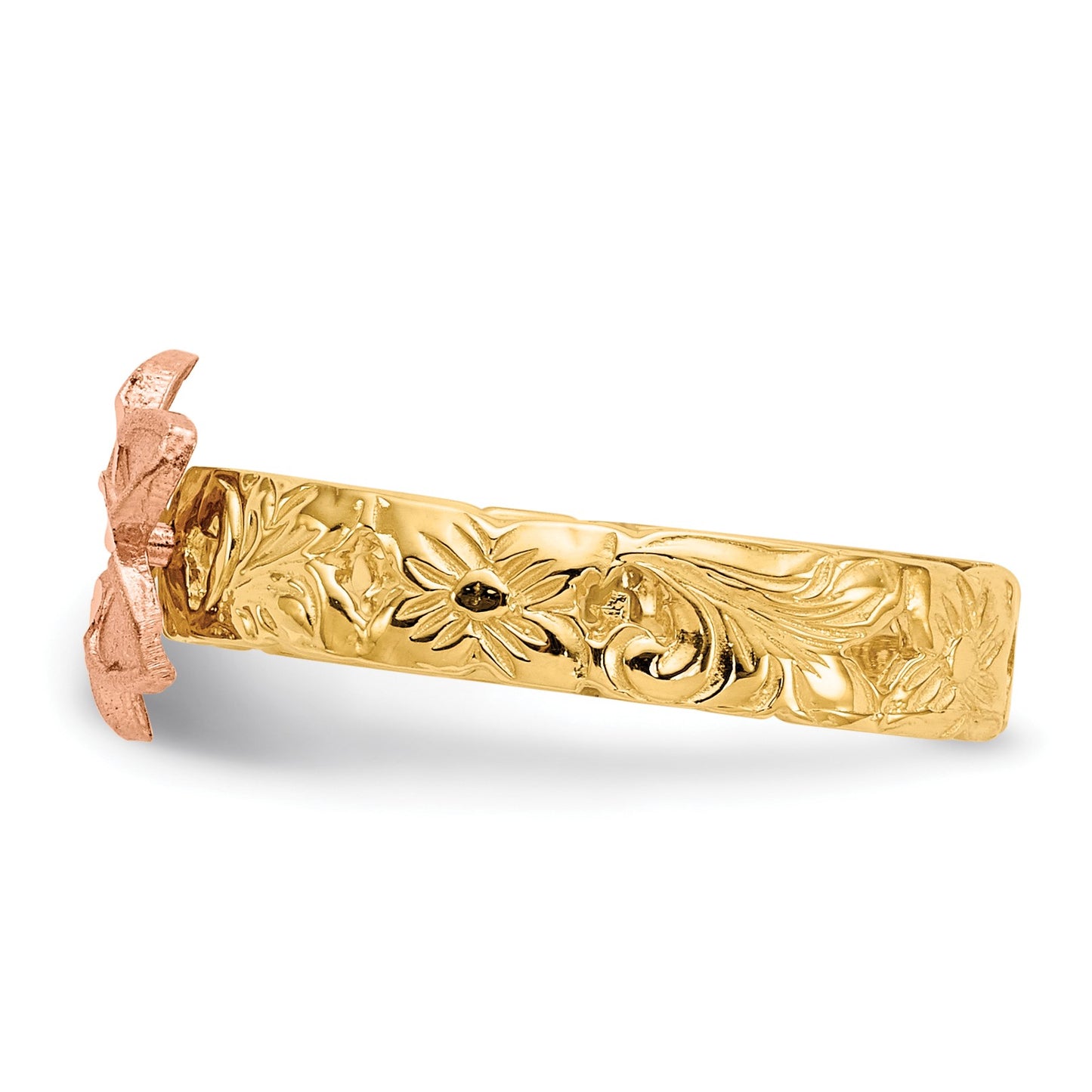 14K Two-tone Plumeria Size 3 Baby / Childs Ring