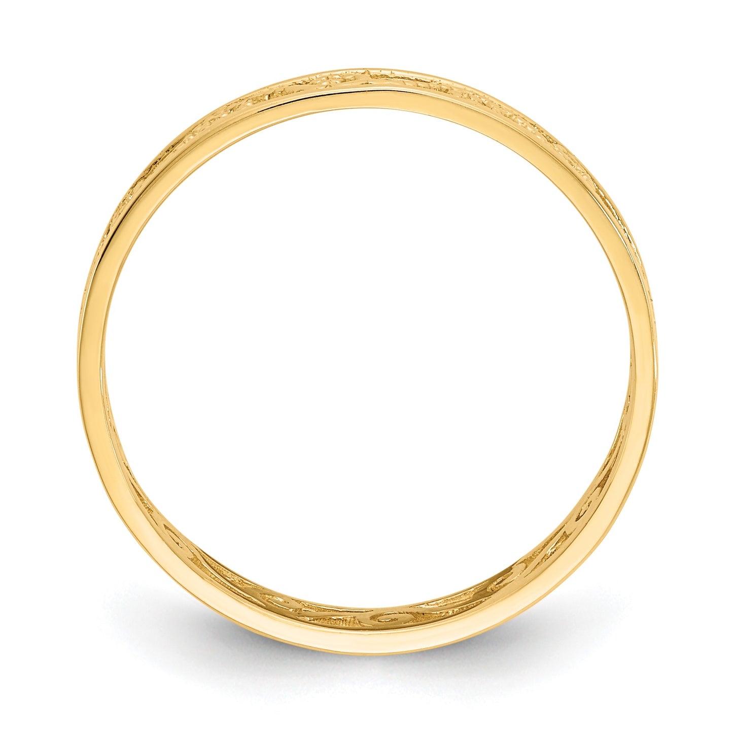 14K Polished and Textured Scroll Filigree Band