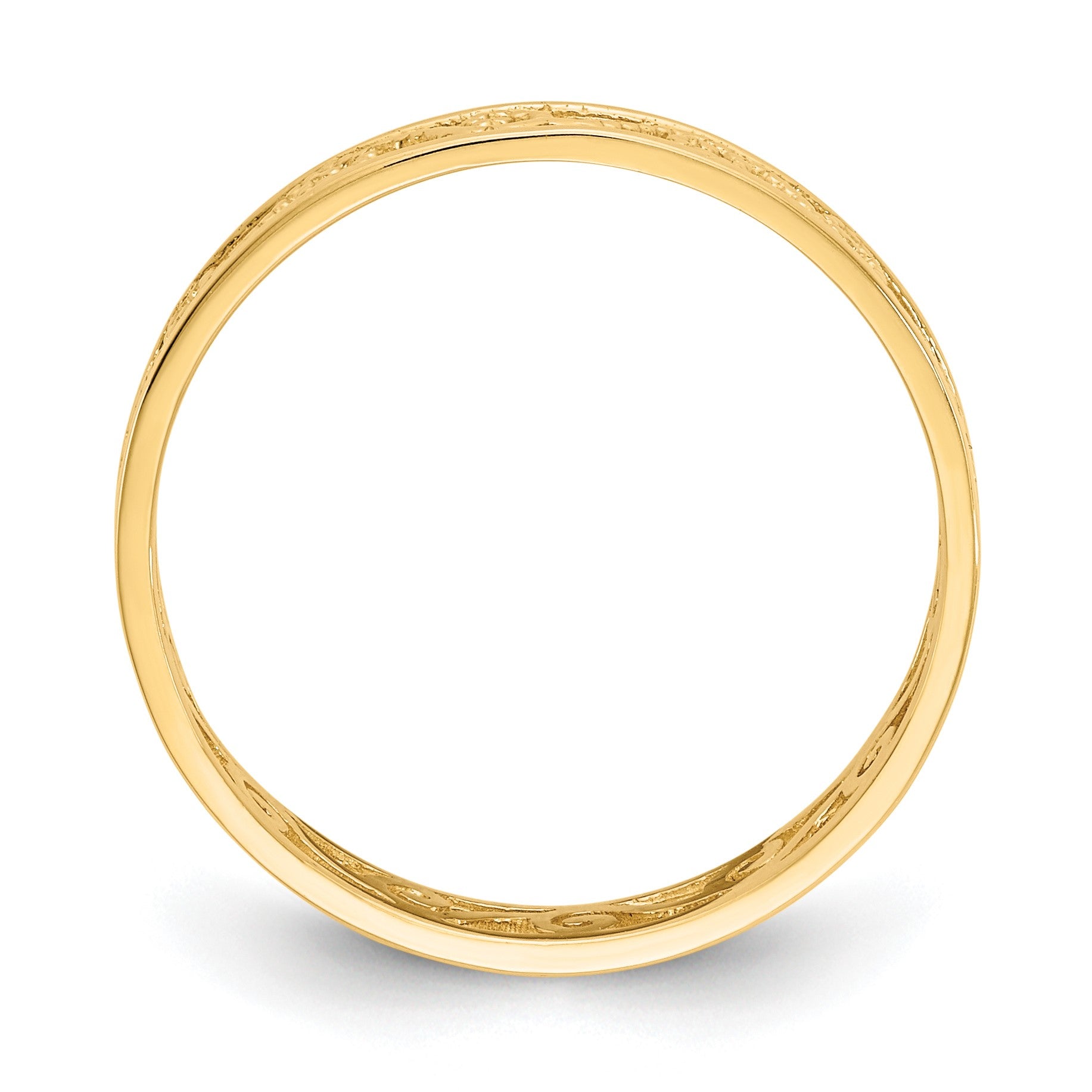 14K Polished and Textured Scroll Filigree Band