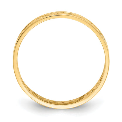 14K Polished and Textured Scroll Filigree Band