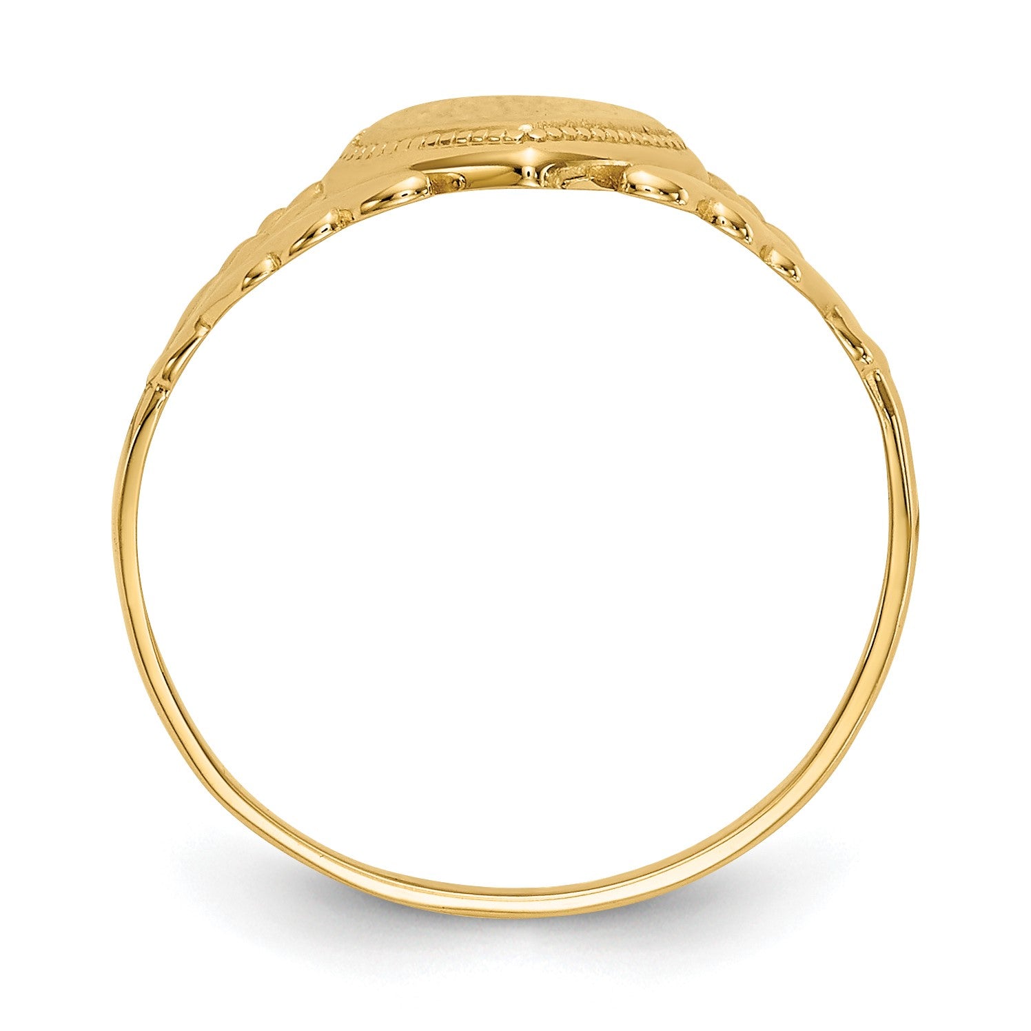 14k Polished 6.0x6.0mm Closed Back Size 3 Childs Heart Signet Ring