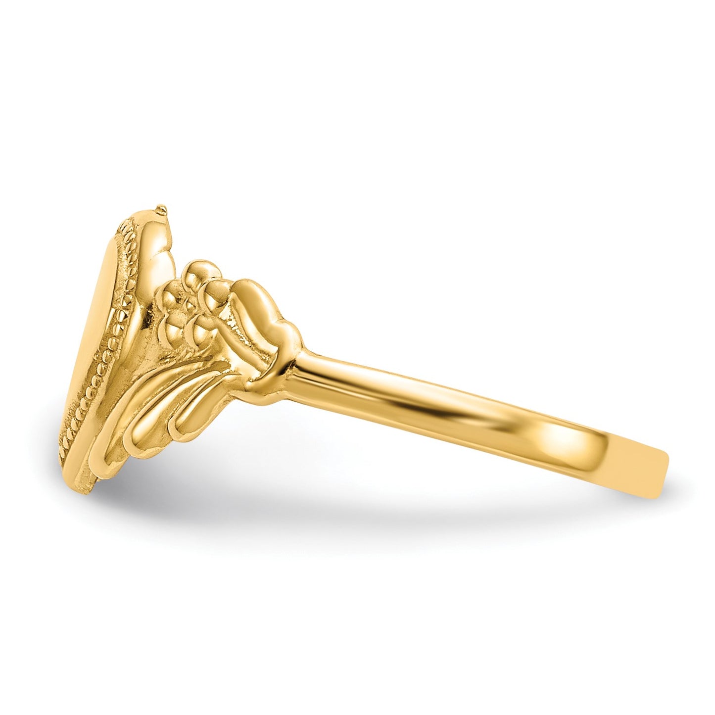 14k Polished 6.0x6.0mm Closed Back Size 3 Childs Heart Signet Ring