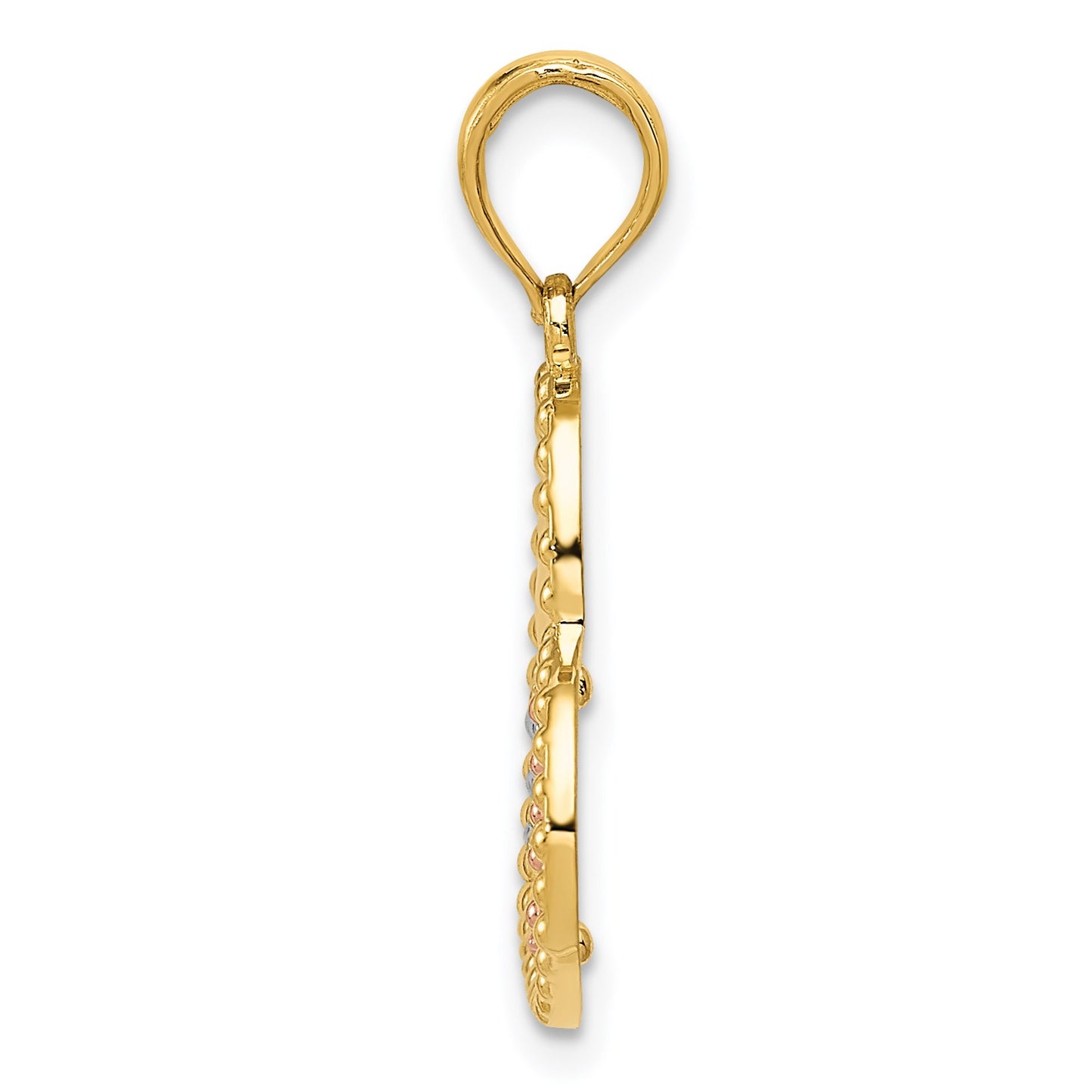 14K Two-tone with White Rhodium Polished Hearts Pendant