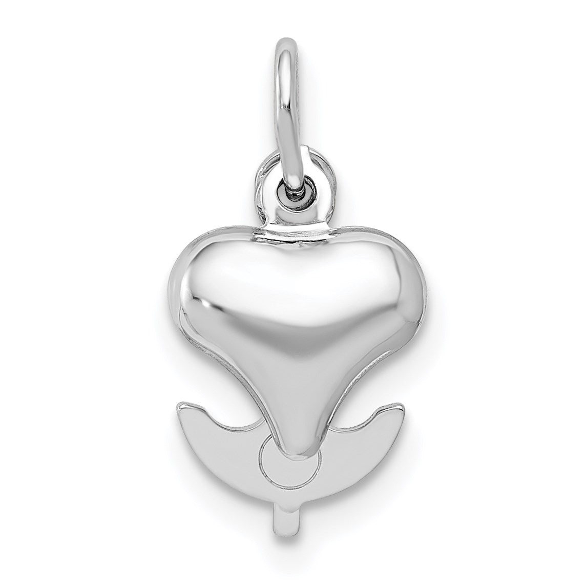 14K White Gold 3D Moveable Heart/Cross/Anchor Pendant