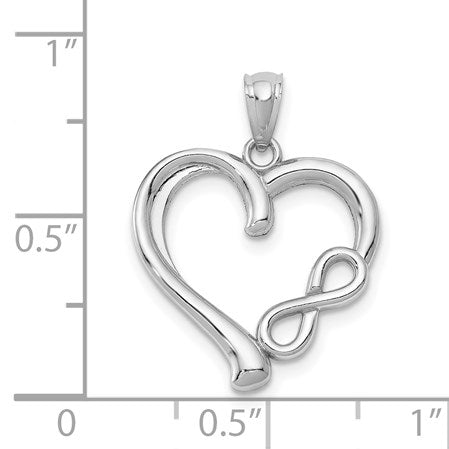 14k White Gold Polished Infinity Heart Pendant