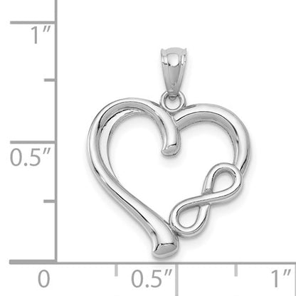 14k White Gold Polished Infinity Heart Pendant