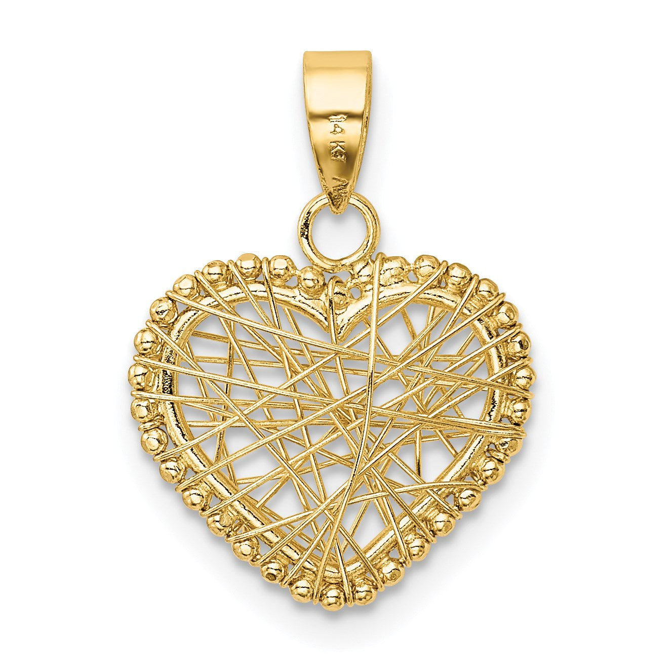 14K Polished Open Wire Heart Pendant