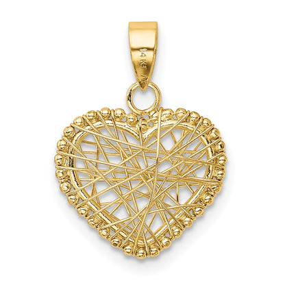14K Polished Open Wire Heart Pendant