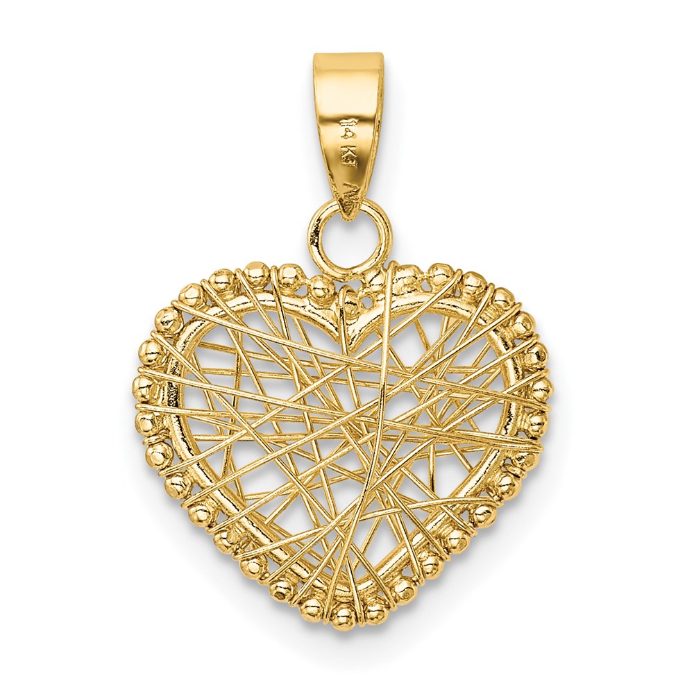 14K Polished Wire Heart Pendant