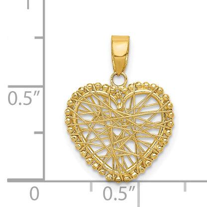 14K Polished Open Wire Heart Pendant