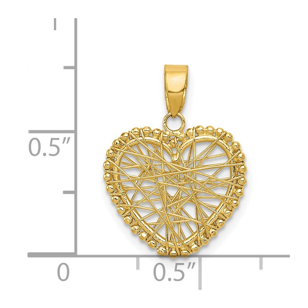 14K Polished Wire Heart Pendant