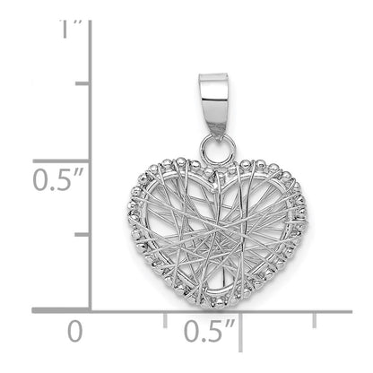 14K White Gold Open Wire Heart Pendant