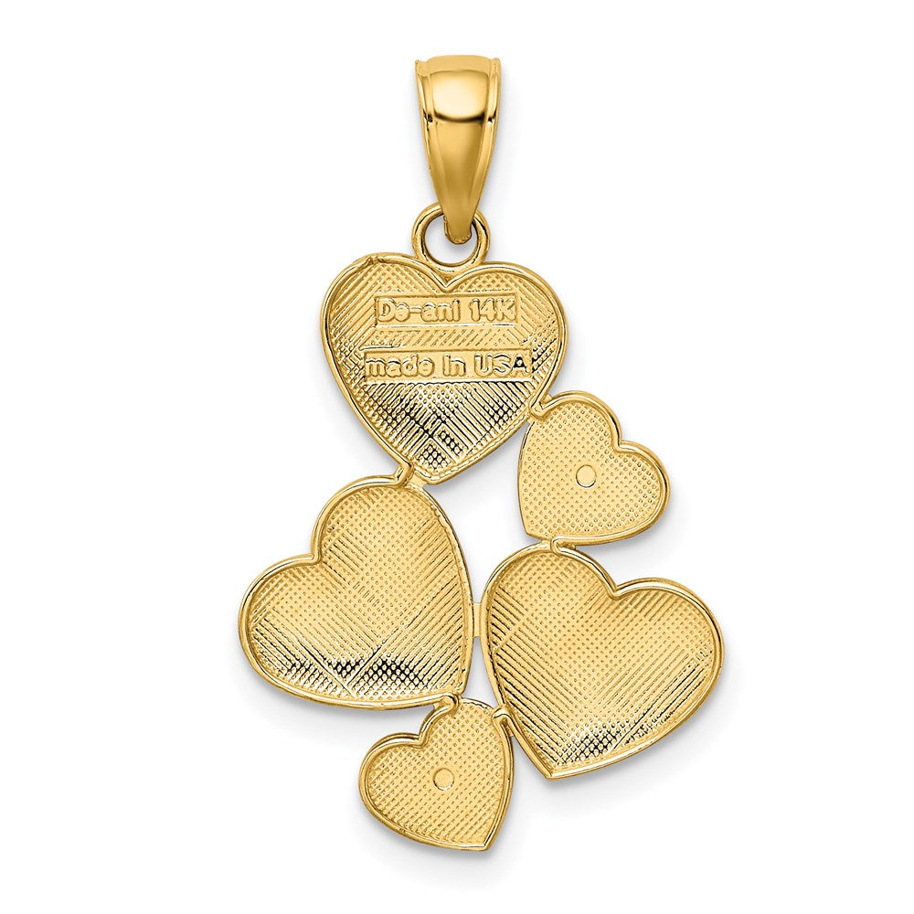 14K and White Rhodium Polished Hearts Pendant