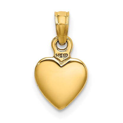 14K Polished Solid 3D Heart Pendant