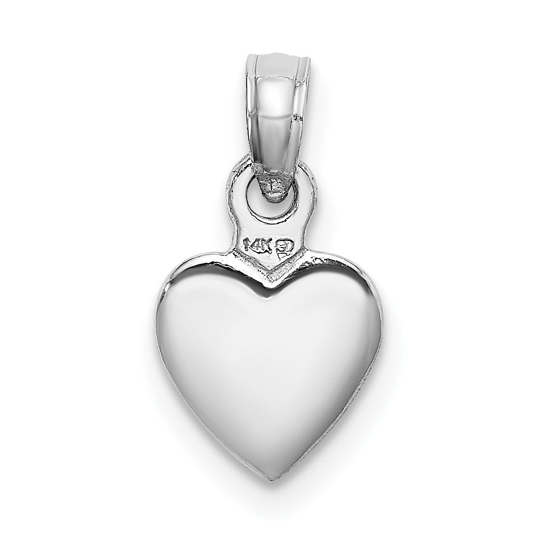 14K White Gold Polished 3-D Heart Pendant