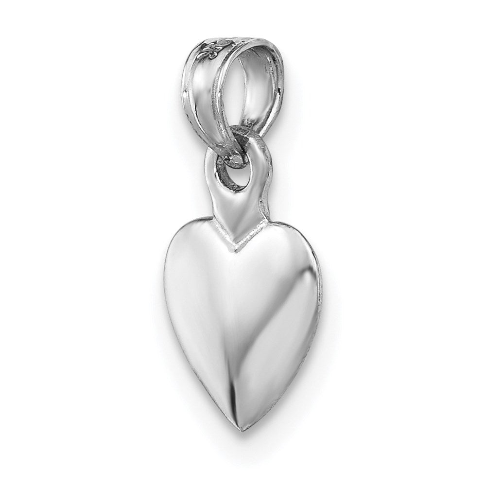 14K White Gold Polished 3D Heart Pendant