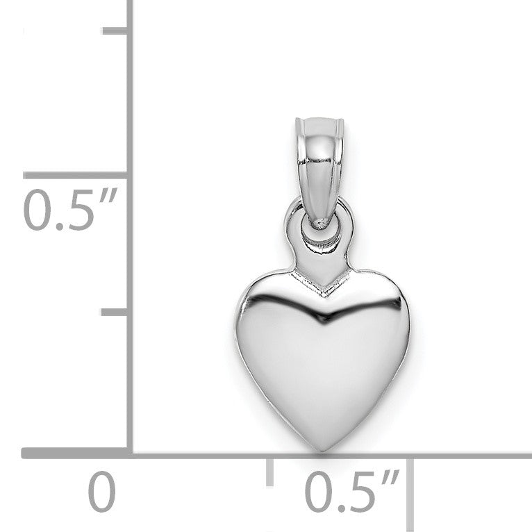 14K White Gold Polished 3-D Heart Pendant