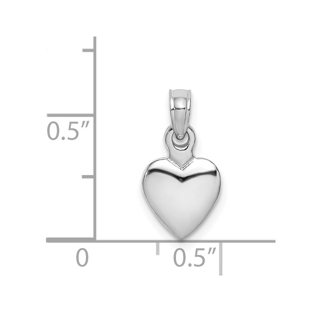 14K White Gold Polished 3D Heart Pendant