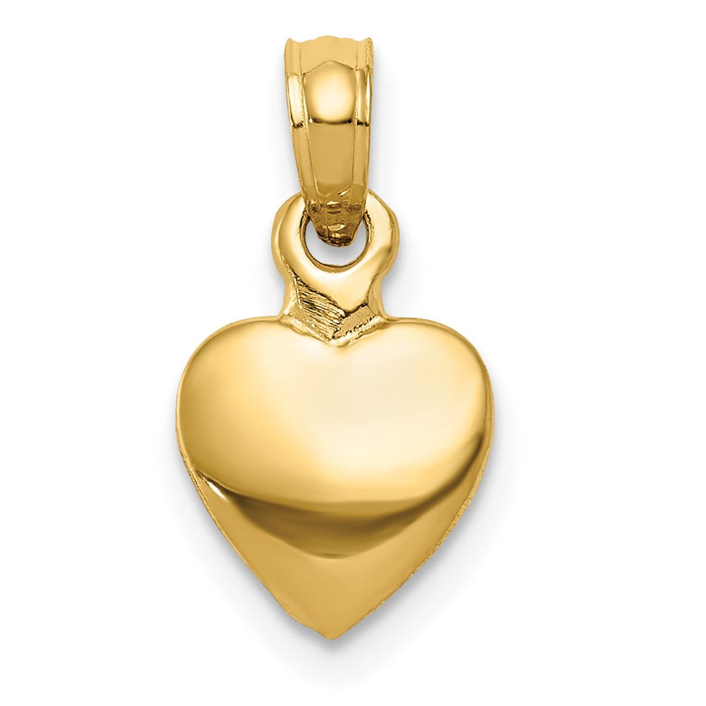 14K Polished Solid 3D Heart Pendant