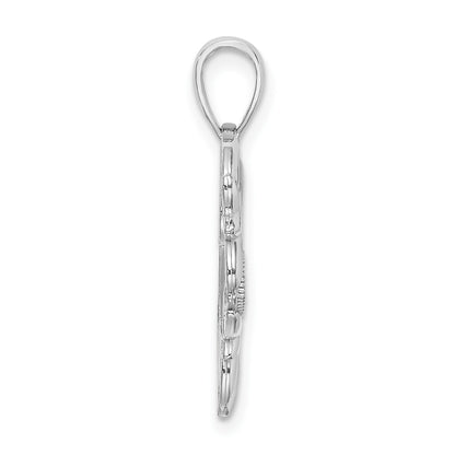 14K White Gold MOM Heart Charm