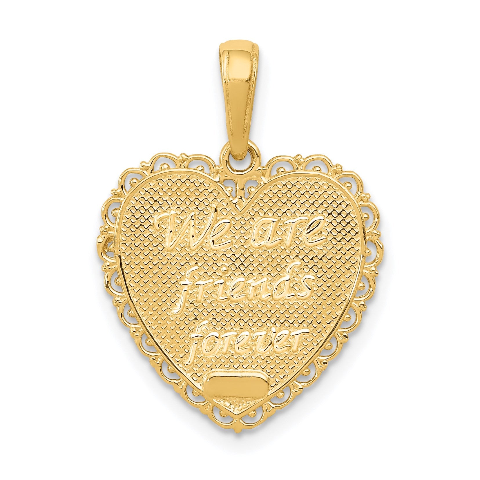 14K Reversible FOR MY SISTER / FRIENDS FOREVER Heart Pendant