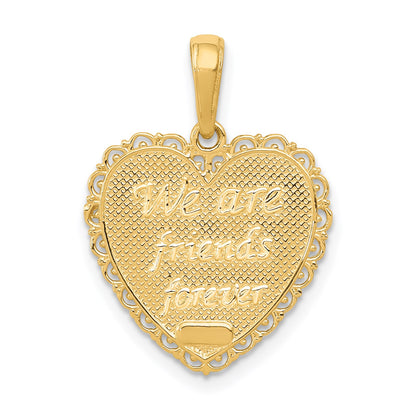 14K Reversible FOR MY SISTER / FRIENDS FOREVER Heart Pendant