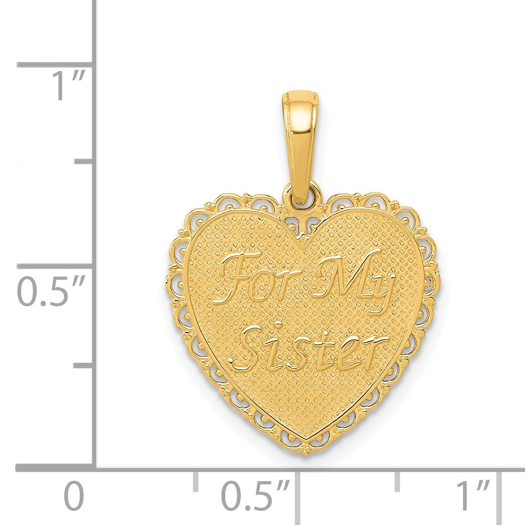 14K Reversible FOR MY SISTER / FRIENDS FOREVER Heart Pendant