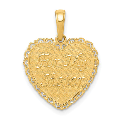 14K Reversible FOR MY SISTER / FRIENDS FOREVER Heart Pendant
