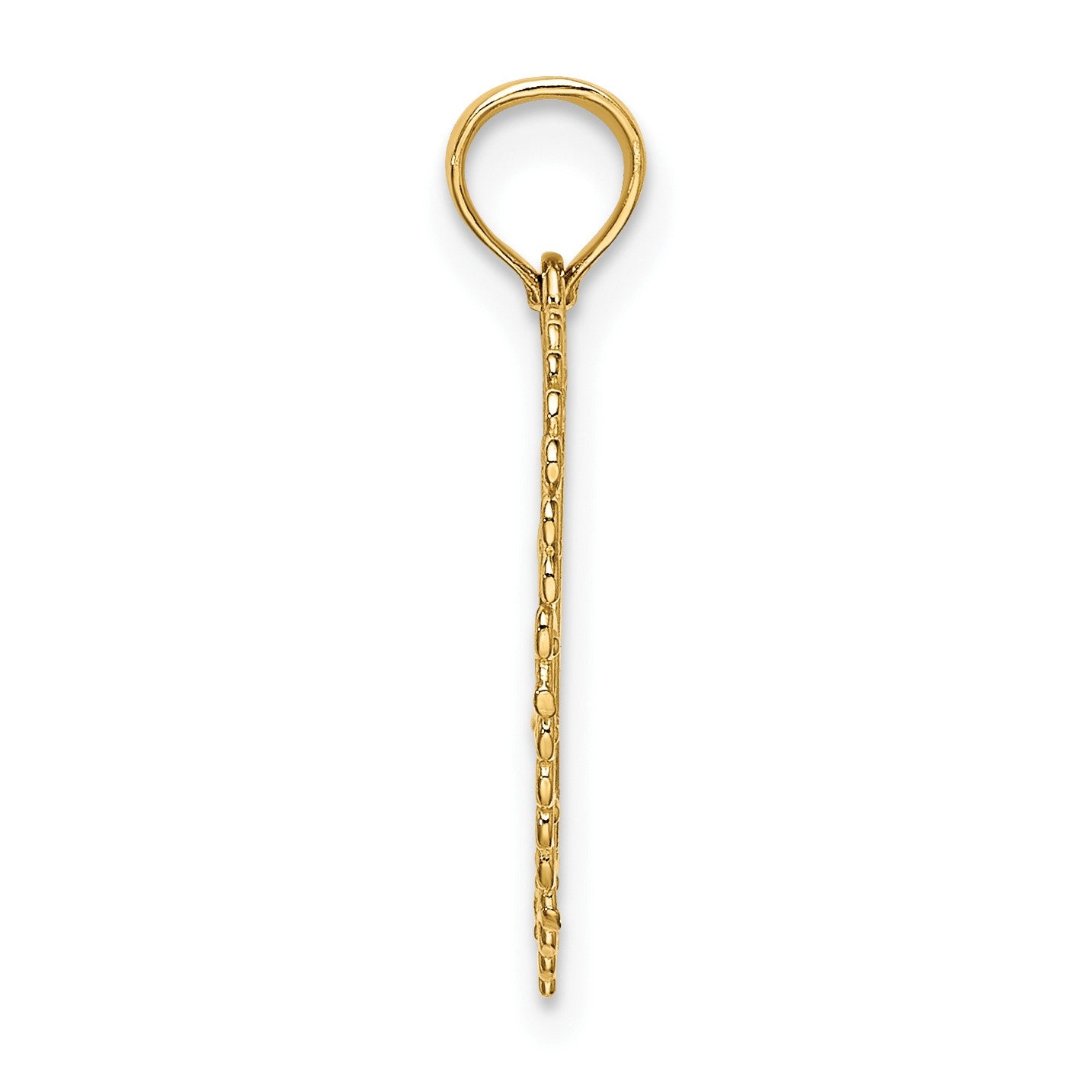 14K Gold Polished DADDYS LITTLE GIRL Textured Heart Charm