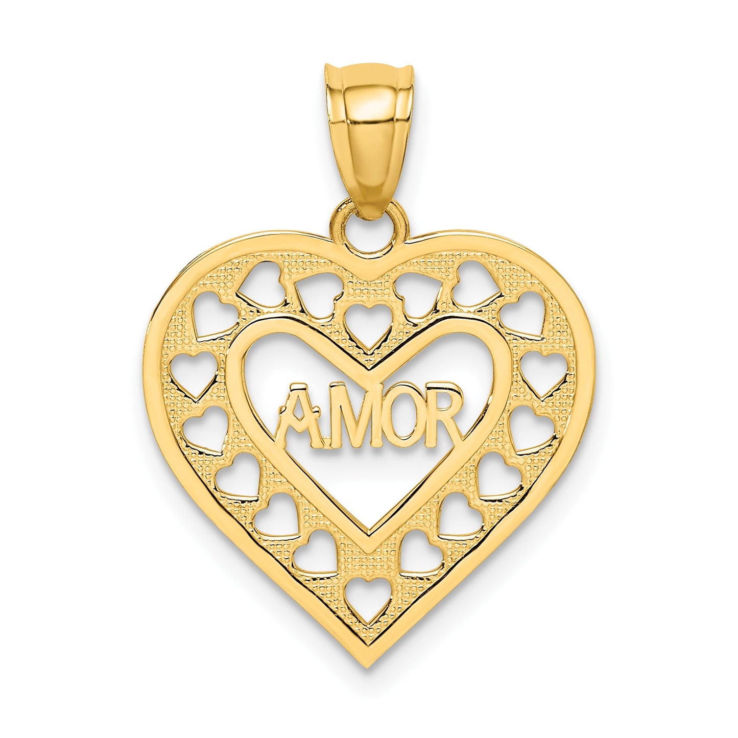 14k AMOR in Cut-out Heart Charm