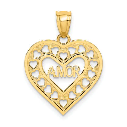 14k AMOR in Cut-out Heart Charm