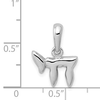 14k White Gold Polished Chai (Life) Pendant