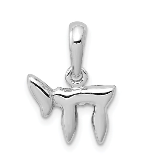 14k White Gold Polished Chai (Life) Pendant