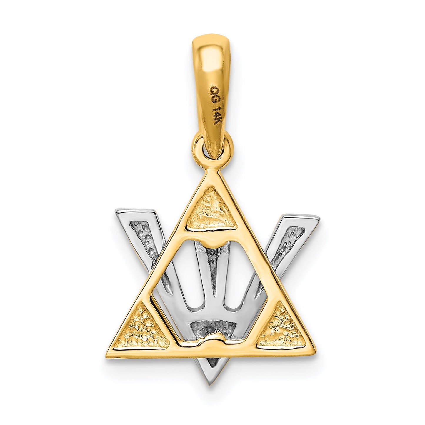 14K Two-tone Star of David with Shin Symbol Charm