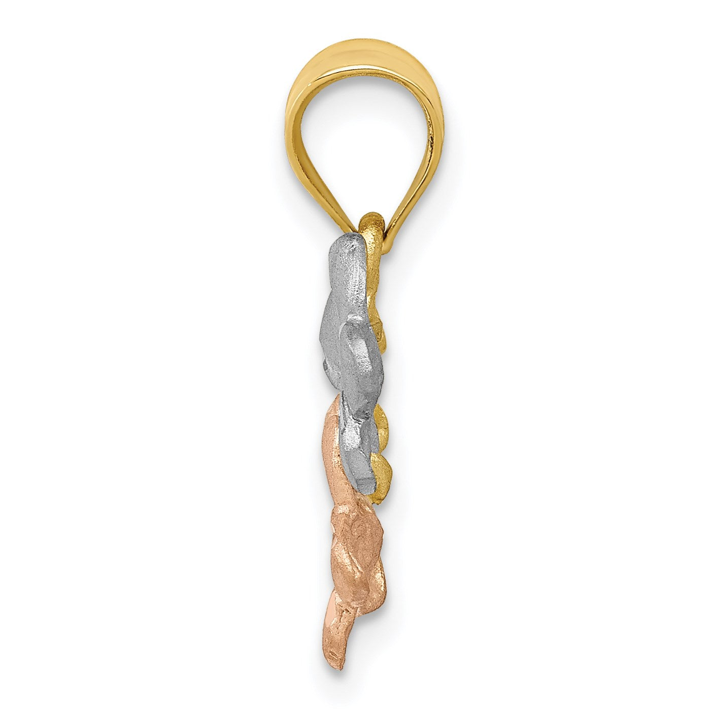 14k Tri-Color Plumeria Flower Pendant