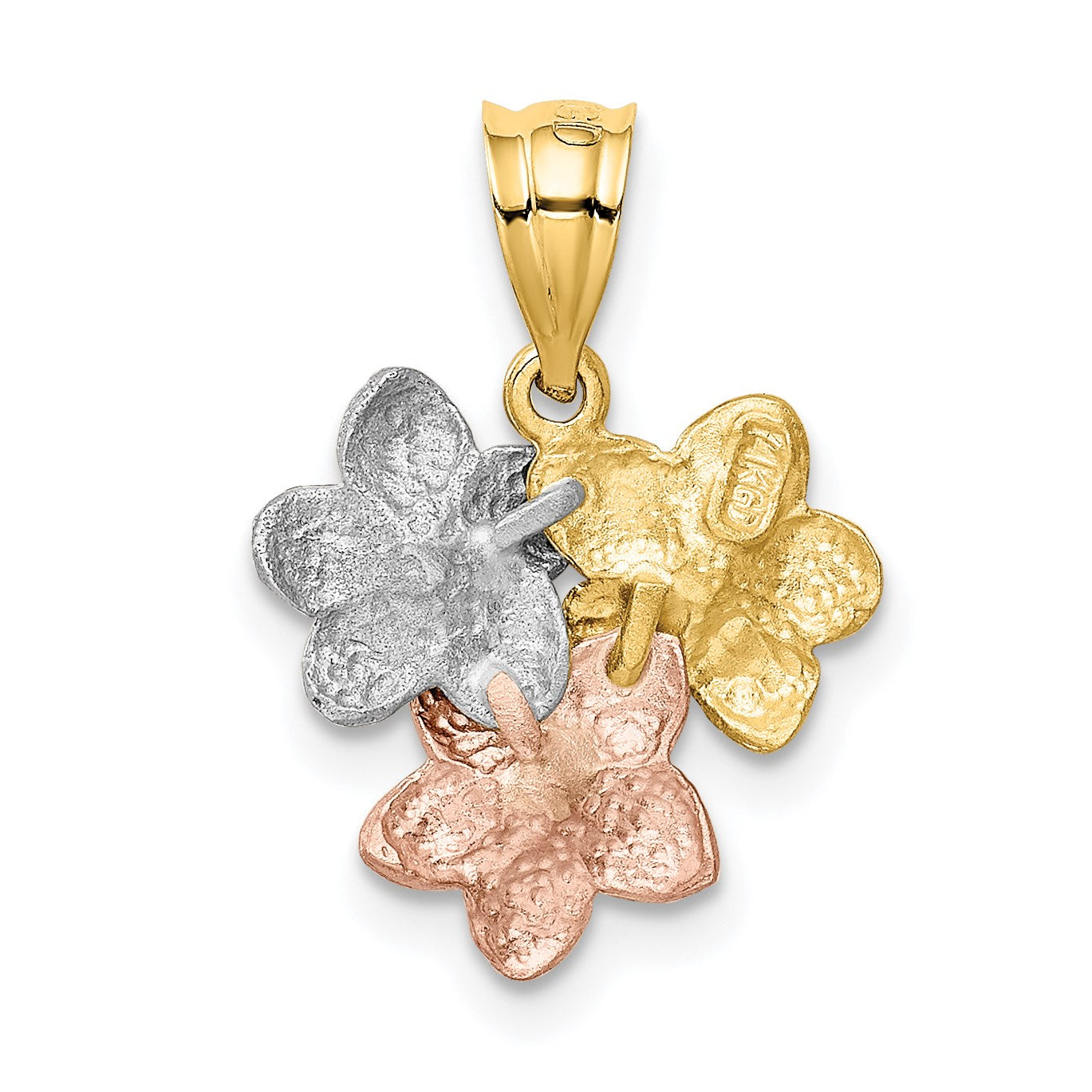 14k Tri-Color Plumeria Flower Pendant