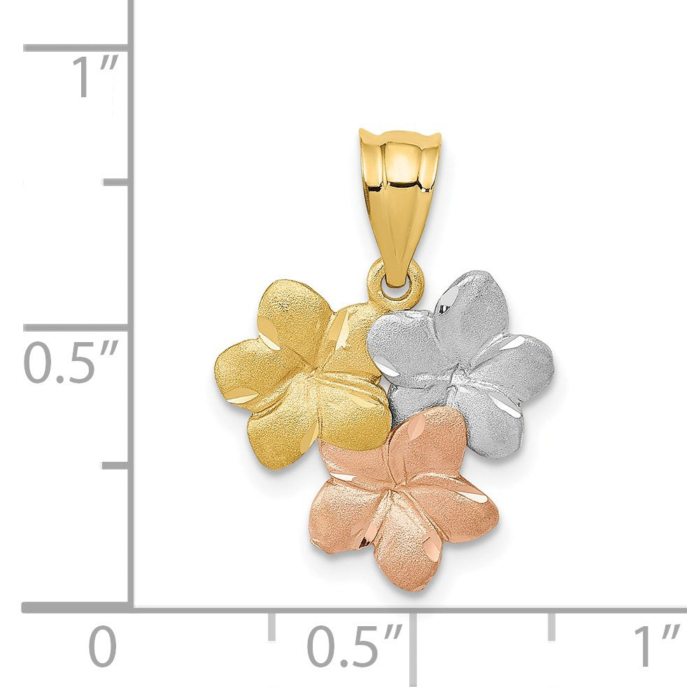 14k Tri-Color Plumeria Flower Pendant