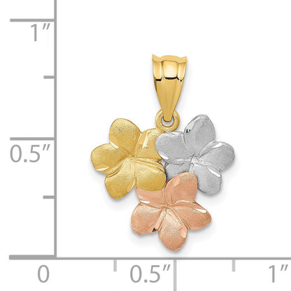14k Tri-Color Plumeria Flower Pendant
