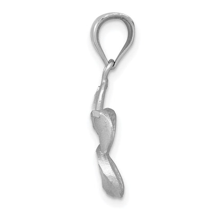 14k Yellow Gold Dipped in White Rhodium Satin Diamond-cut Plumeria Charm