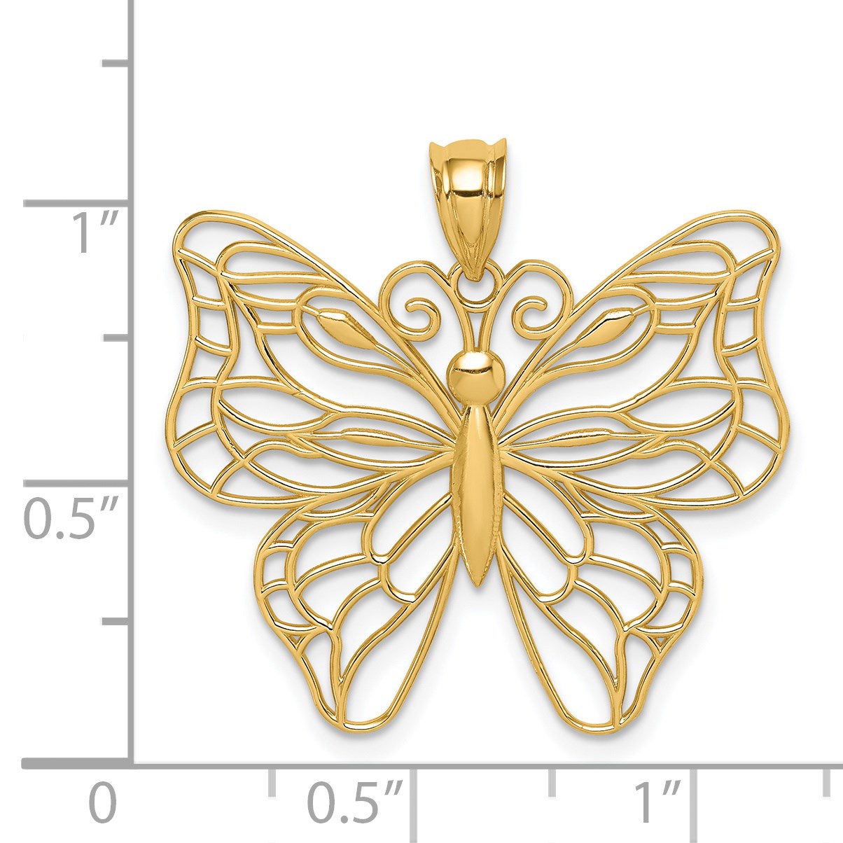 14k Polished Large Filigree Butterfly Pendant