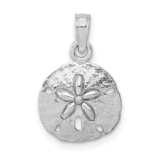 14K White Gold Polished Sand Dollar Pendant