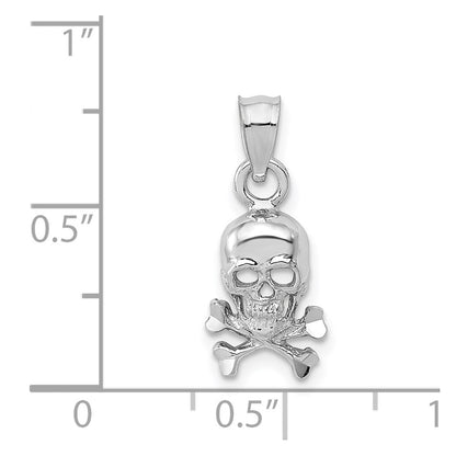 14K White Gold Skull and Crossbones Pendant