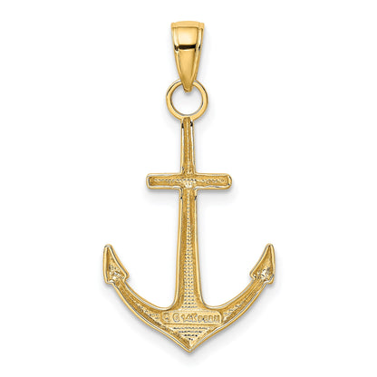 14K Gold Polished Anchor Pendant