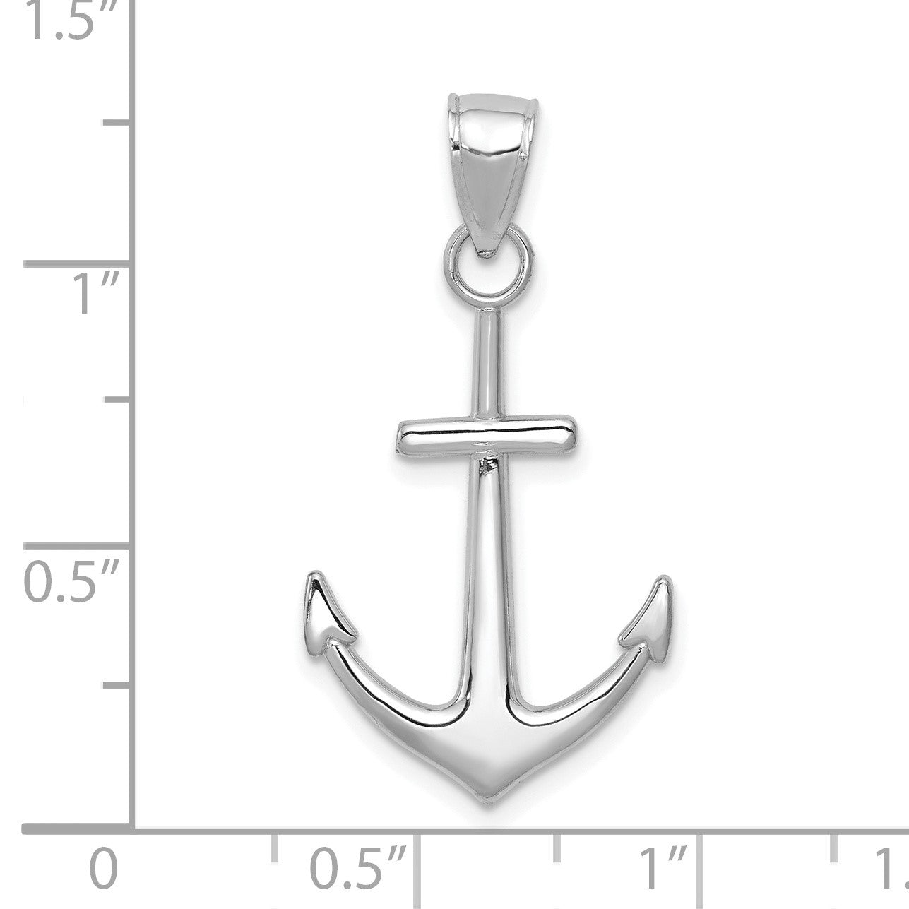 14K White Gold Polished Anchor Pendant